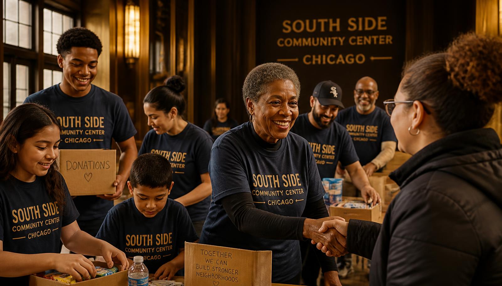 Community members gathered at a Chicago community center